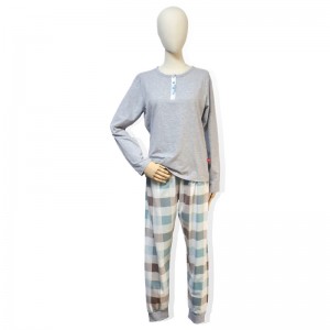 New Fashion Design for Couples Pajamas -
 Cotton Women’s Long Sleeved Pajama Grey – HONGHUA