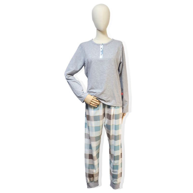 Factory Price Winter Pajamas -
 Cotton Women’s Long Sleeved Pajama Grey – HONGHUA