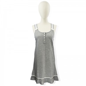 China Cheap price Maxi Night Dress -
 Grey Melange Cotton Women’s Sleeveless Sleepshirt – HONGHUA