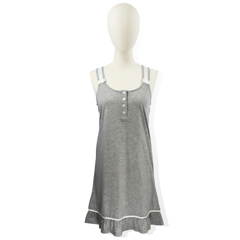 Big Discount Plain T Shirts -
 Grey Melange Cotton Women’s Sleeveless Sleepshirt – HONGHUA