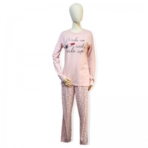 Special Price for Night Wear For Women -
 Lipstick pink Melange  Women’s Long Sleeved Pajama – HONGHUA