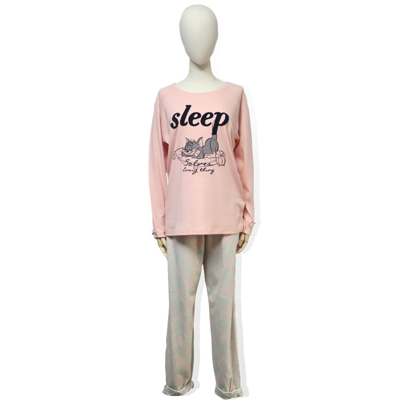 Manufactur standard Black Shirt -
 PINK Cotton Women’s Long Sleeved Pajama INTERLOCK – HONGHUA