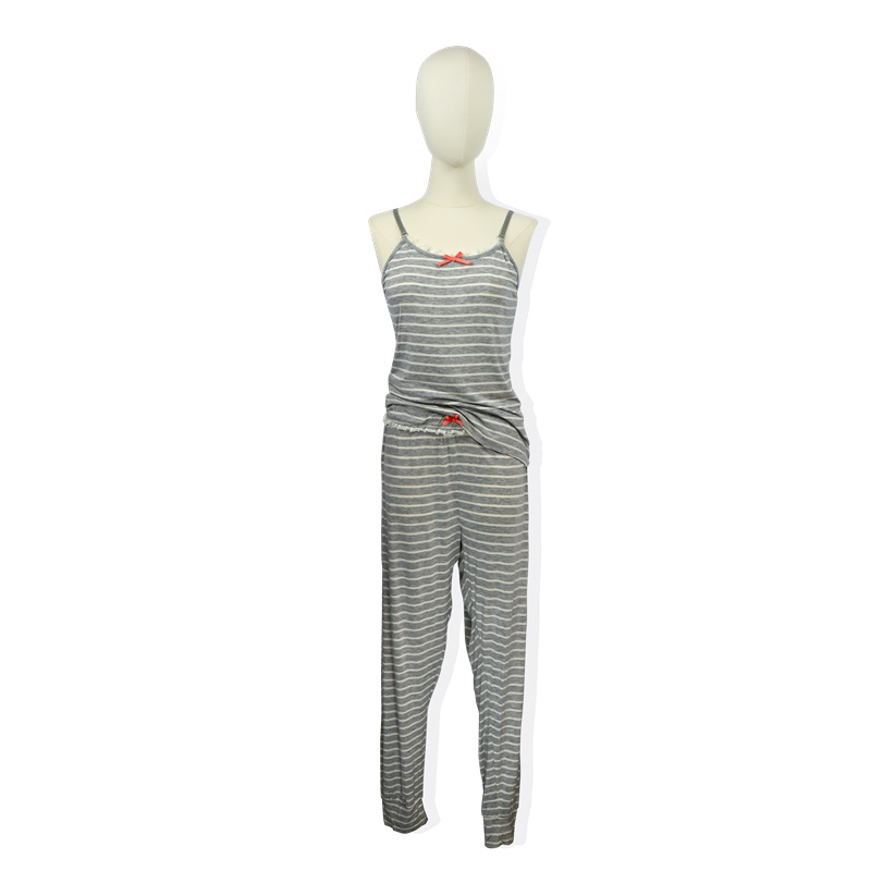 Well-designed Summer Pajamas For Women -
 Cotton Women’s Straped Yarn Dye Pajama – HONGHUA