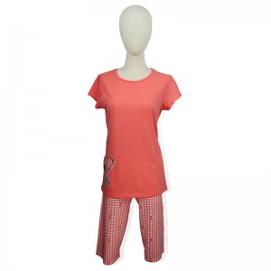 Hot New Products Sleeveless T Shirt -
 Cotton Women’s Short Sleeved and 3/4 Pant Pajama Orange – HONGHUA