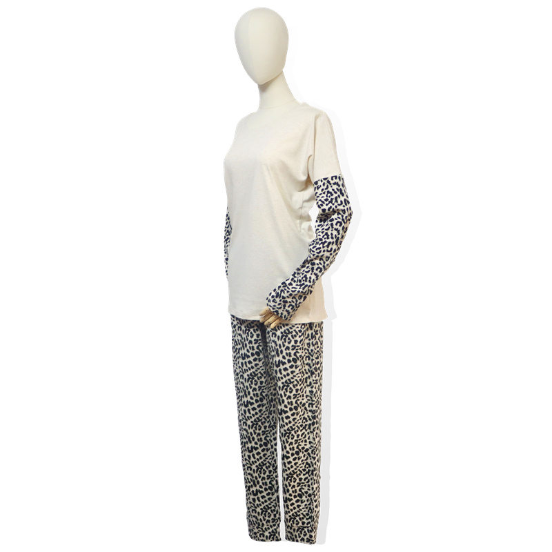 Cream Leopard Cotton Women’s Long Sleeved Pajama Featured Image