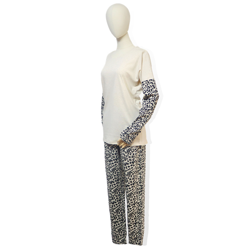 Best quality Long Knitted Cardigan -
 Cream Leopard Cotton Women’s Long Sleeved Pajama – HONGHUA