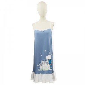 Cotton women’s Straped Sleepshirt blue bear