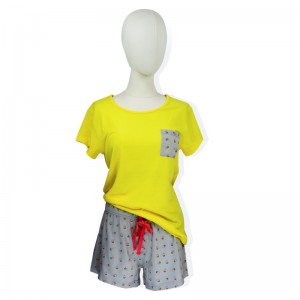 Factory directly Family Pajamas -
 Cotton Women’s Yellow Short Sleeved Summer Pajama – HONGHUA