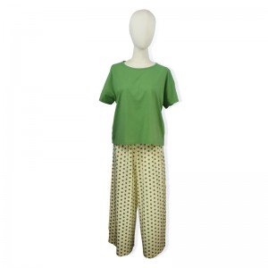Cotton Women’s Avocado Color Short Sleeved Pajama