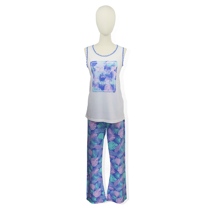 PriceList for Cotton Nighties -
 Cotton Women’s Sleeveless and Long Pants Pajama White – HONGHUA